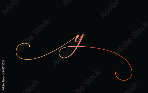 y Lowercase Cursive Letter Logo design, Vector Template