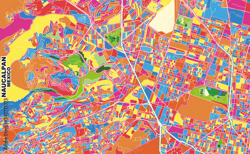 Naucalpan, Mexico, colorful vector map photo