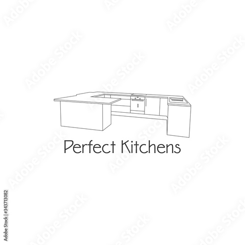 Line Art Perfect Kitchen Logo Design Vector