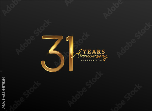 31 Years Anniversary Logo Golden Colored isolated on black background  vector design for greeting card and invitation card