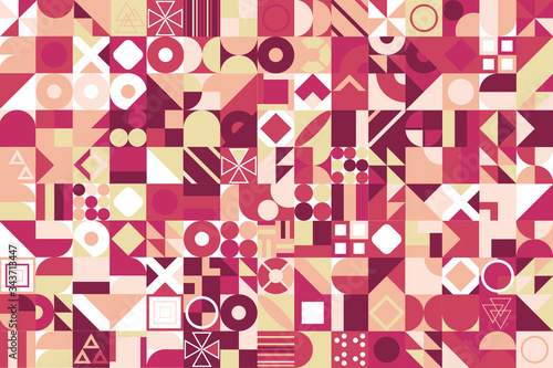 Decorative ornament of geometric shapes. Colorful geometric pattern background