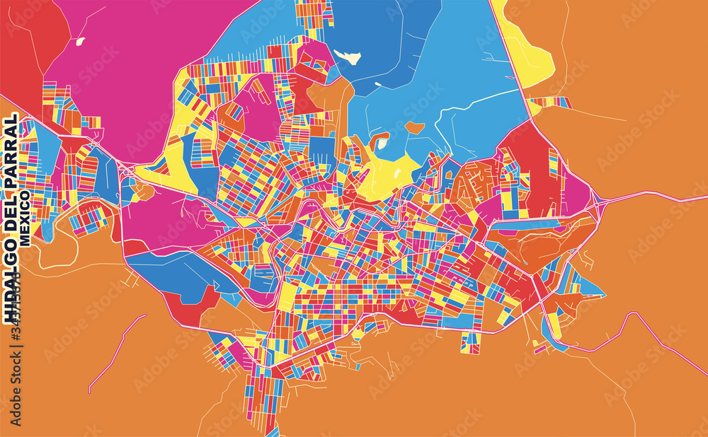 Hidalgo del Parral, Chihuahua, Mexico, colorful vector map