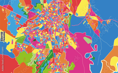 David, Chiriquí, Panama, colorful vector map
