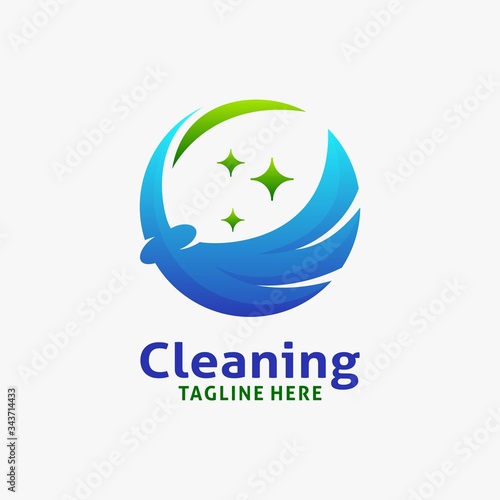 Cleaning broom logo design