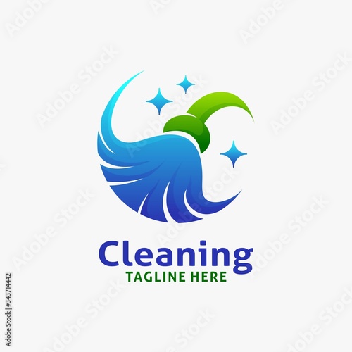 Cleaning broom logo design