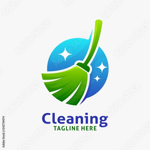Cleaning broom logo design