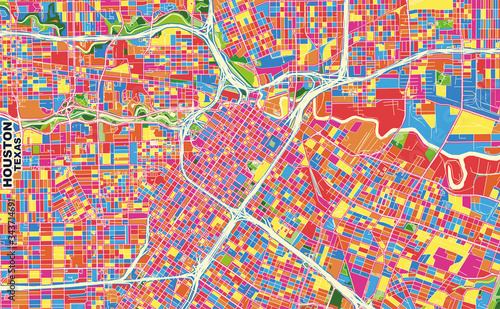 Fotografie Houston, Texas, U.S.A., colorful vector map
