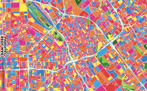 San Jose, California, U.S.A., colorful vector map photo