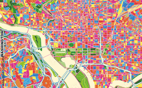 Washington, D.C., U.S.A., colorful vector map