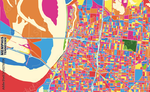 Memphis, Tennessee, U.S.A., colorful vector map