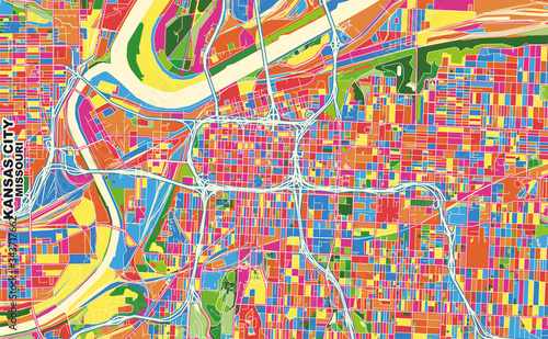 Kansas City, Missouri, U.S.A., colorful vector map
