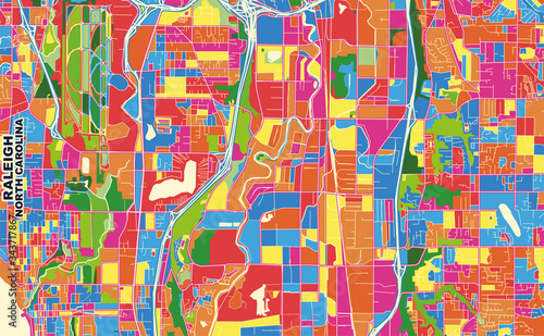 Raleigh, North Carolina, U.S.A., colorful vector map