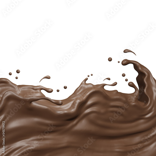 chocolate splash on floor abstract shapes , isolated on white background , 3d illustration 3D Rendering