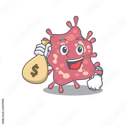 Rich haemophilus ducreyi cartoon design holds money bags
