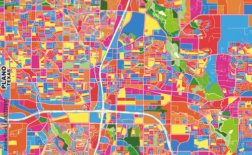 Plano, Texas, U.S.A., colorful vector map