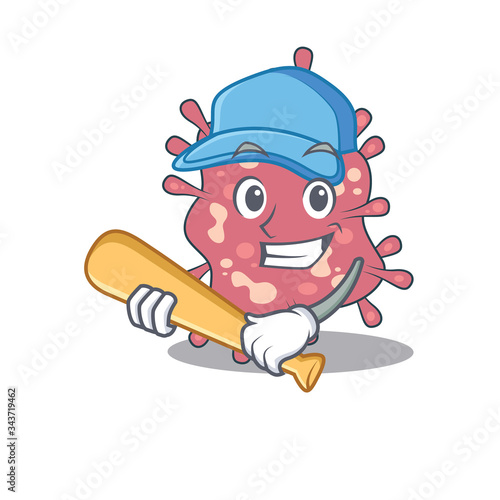 Picture of haemophilus ducreyi cartoon character playing baseball