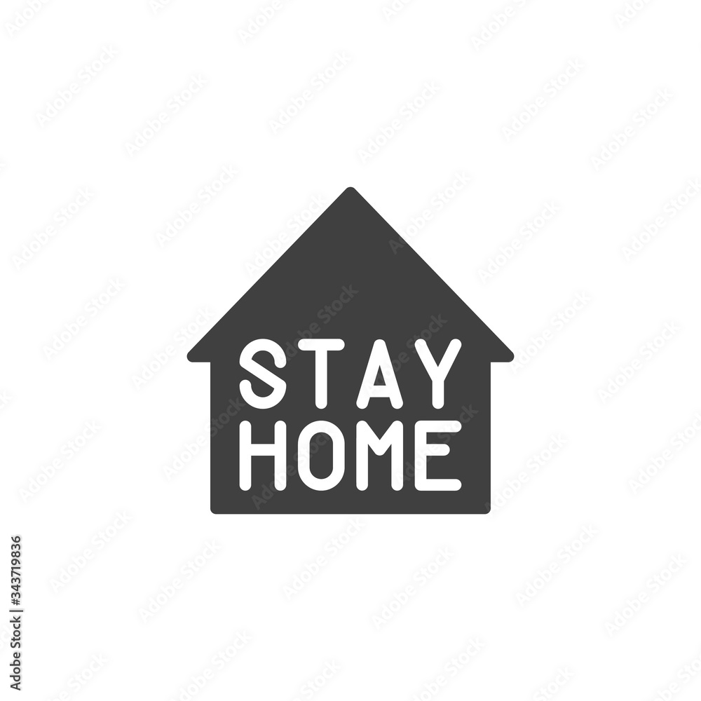 Stay Home vector icon. filled flat sign for mobile concept and web design. Covid-19 coronavirus quarantine glyph icon. Symbol, logo illustration. Vector graphics Stay Home vector icon. filled flat sign for mobile concept and web design. Covid-19 coronavirus quarantine glyph icon. Symbol, logo illustration. Vector graphics