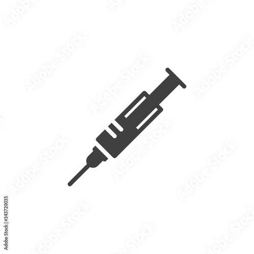 Vaccine syringe vector icon. filled flat sign for mobile concept and web design. Syringe injection glyph icon. Symbol, logo illustration. Vector graphics
