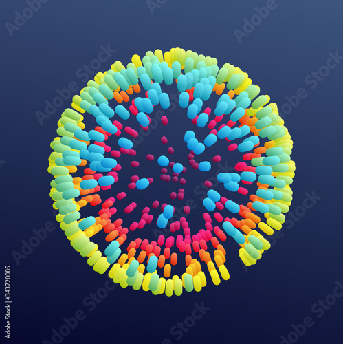 Sphere formed by many ellips. 3d vector illustration for science, education or medicine. photo