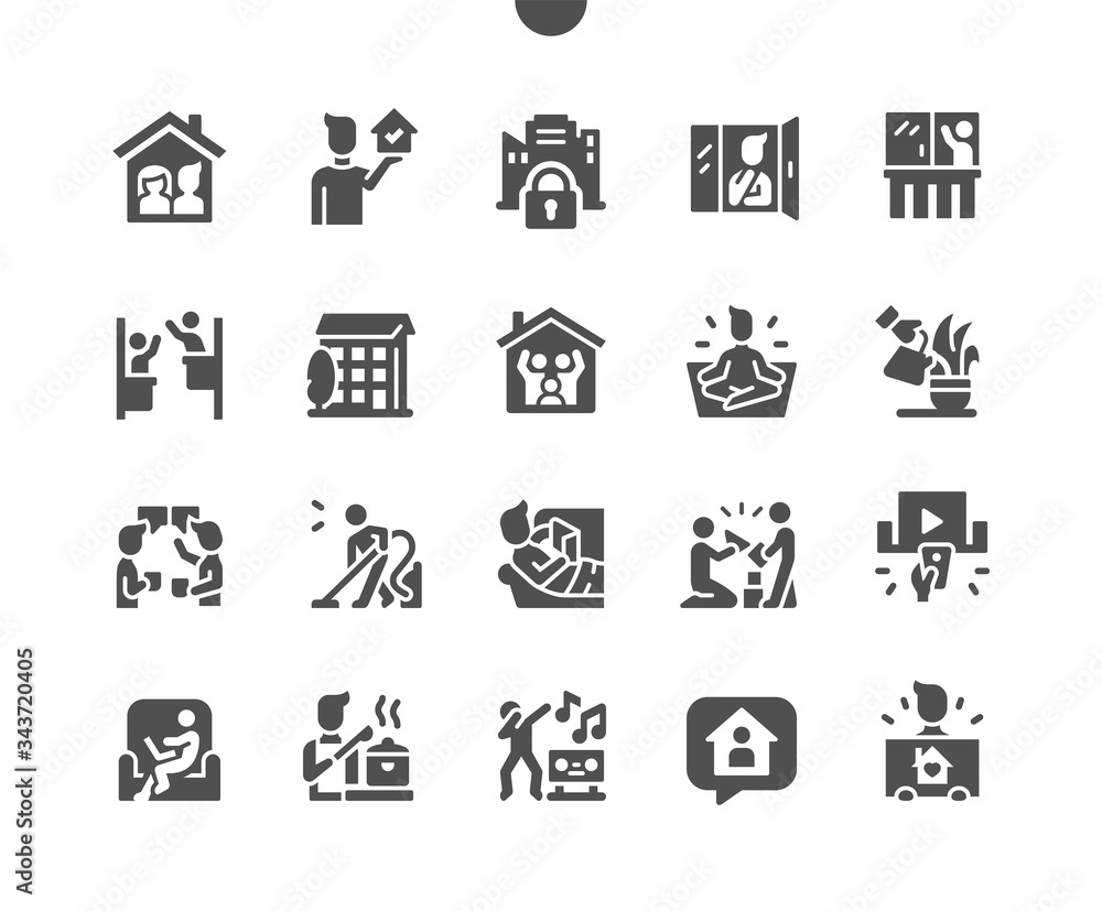 Stay at home Well-crafted Pixel Perfect Vector Solid Icons 30 2x Grid for Web Graphics and Apps. Simple Minimal Pictogram