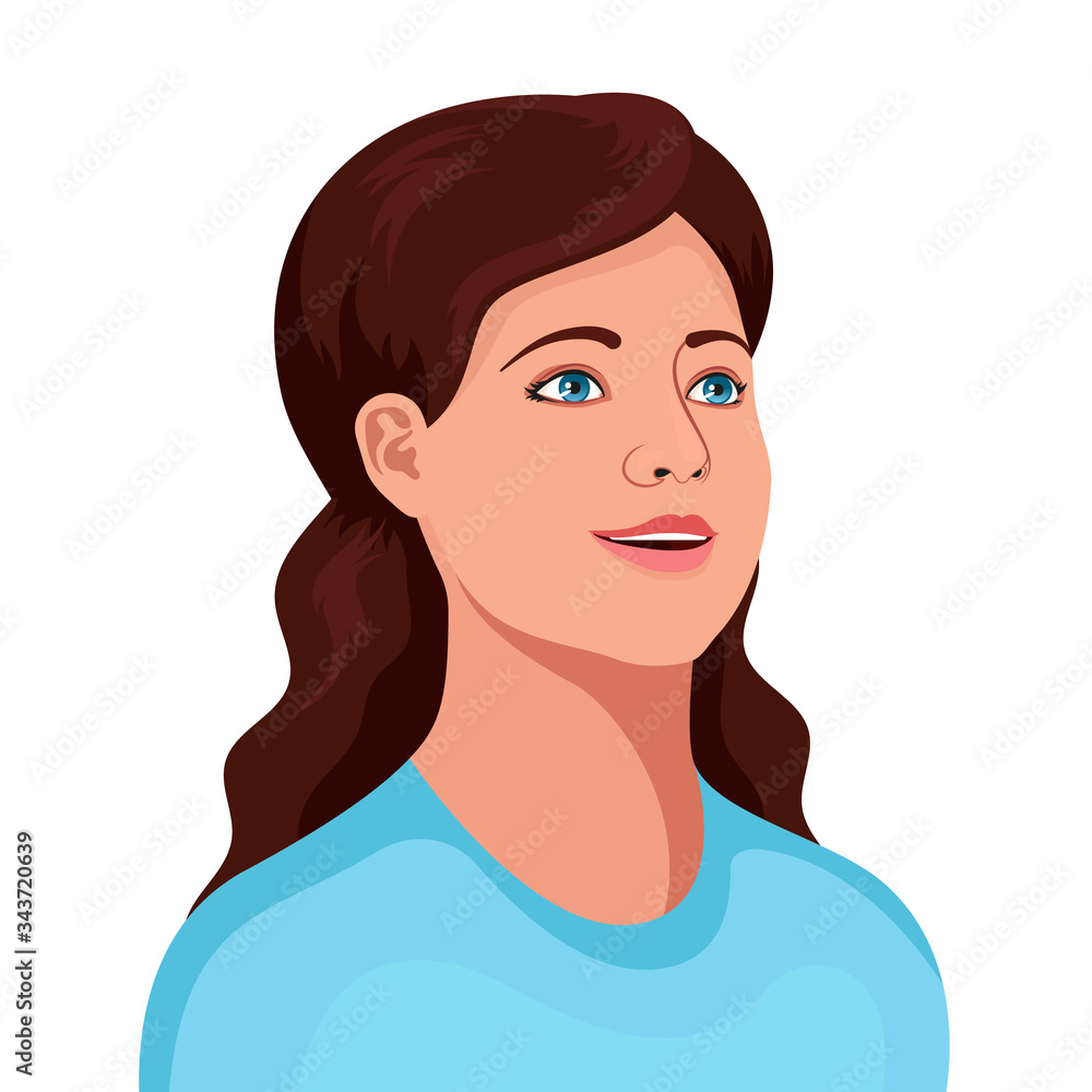 Beautiful retro style girl with long curly hair. Vector Illustration. Beautiful retro style girl with long curly hair. Vector Illustration.