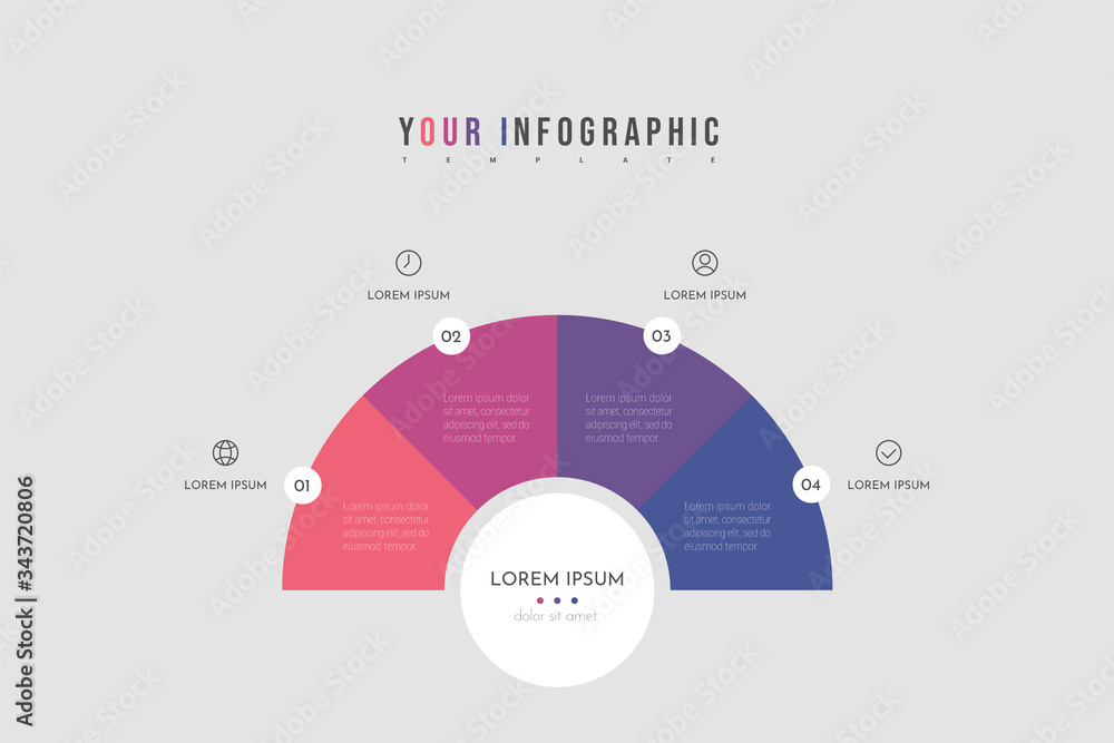 Abstract modern template for creating infographics with 4 options ...