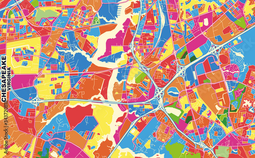 Chesapeake, Virginia, U.S.A., colorful vector map