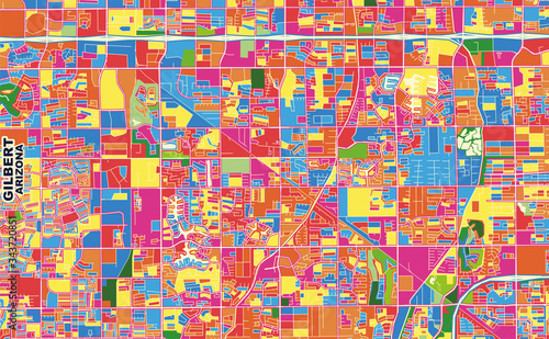 Gilbert  Arizona  U.S.A.  colorful vector map