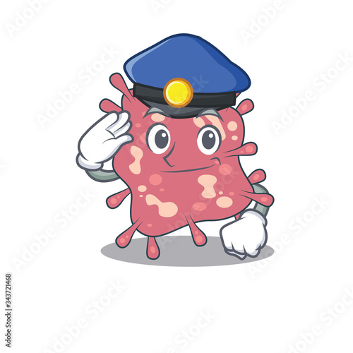 Police officer mascot design of haemophilus ducreyi wearing a hat
