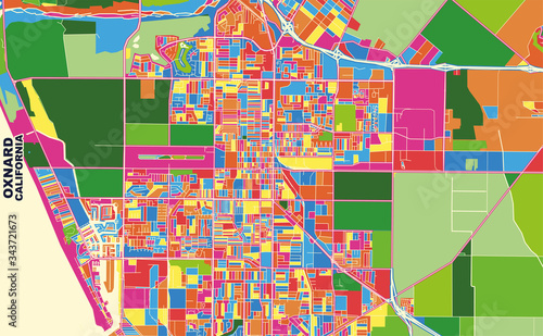 Oxnard, California, USA, colorful vector map photo