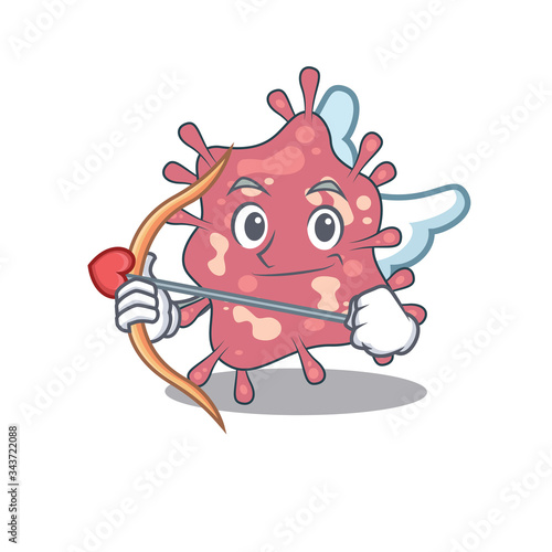 Haemophilus ducreyi in cupid cartoon character with arrow and wings