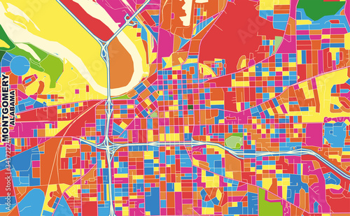 Montgomery, Alabama, USA, colorful vector map