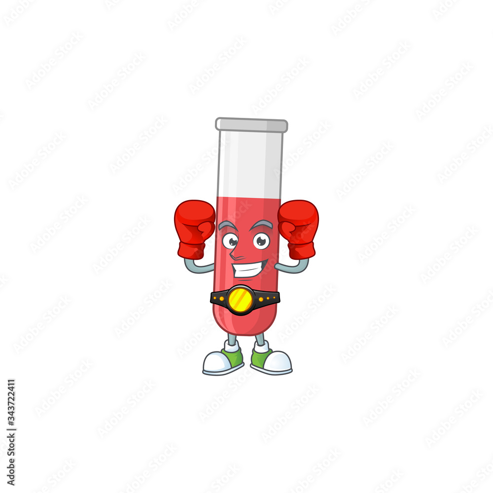 A sporty red test tube boxing athlete cartoon mascot design style A sporty red test tube boxing athlete cartoon mascot design style