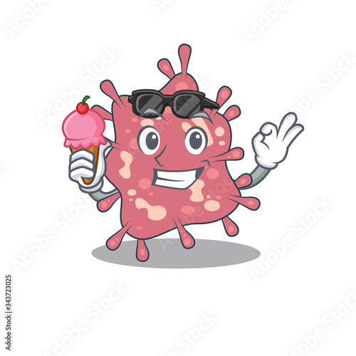 Cartoon design concept of haemophilus ducreyi having an ice cream
