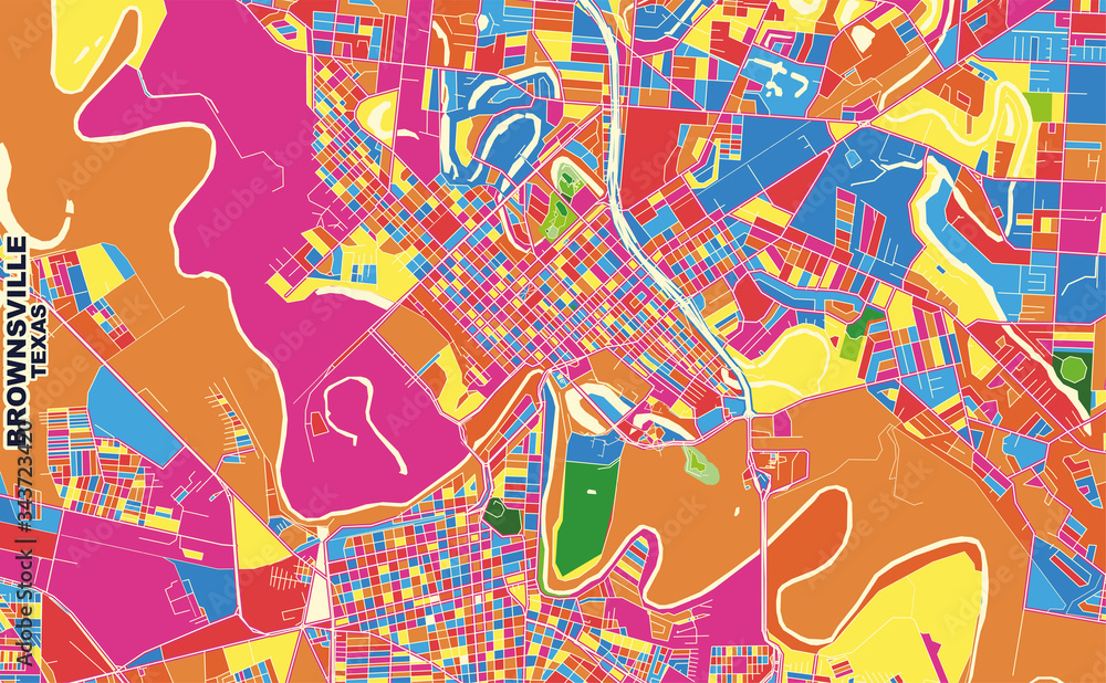 Brownsville, Texas, USA, colorful vector map