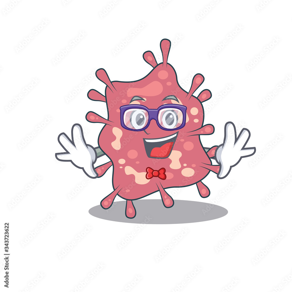 Mascot design style of geek haemophilus ducreyi with glasses