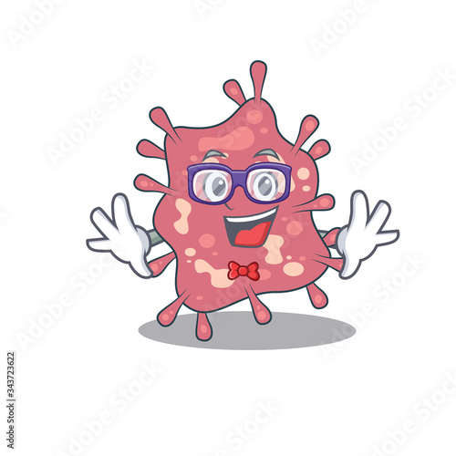 Mascot design style of geek haemophilus ducreyi with glasses