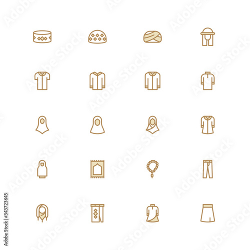 muslim apparel icon set vector