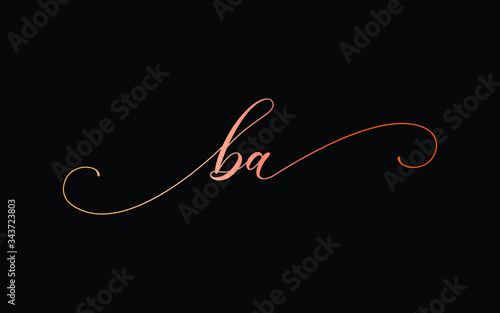 ba or b, a Lowercase Cursive Letter Initial Logo Design, Vector Template photo