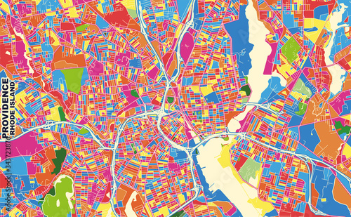 Providence, Rhode Island, USA, colorful vector map