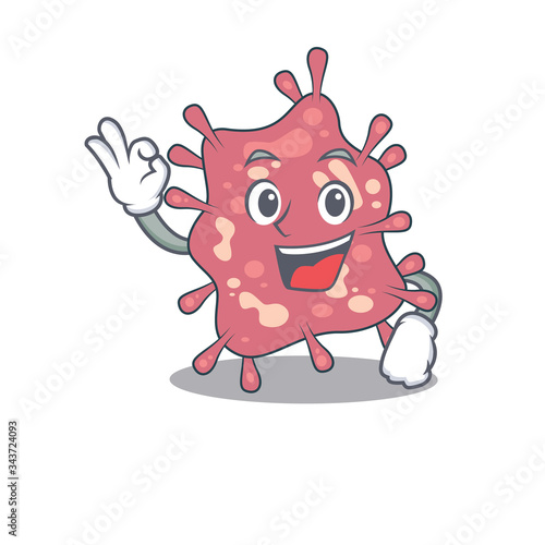 Haemophilus ducreyi mascot design style with an Okay gesture finger