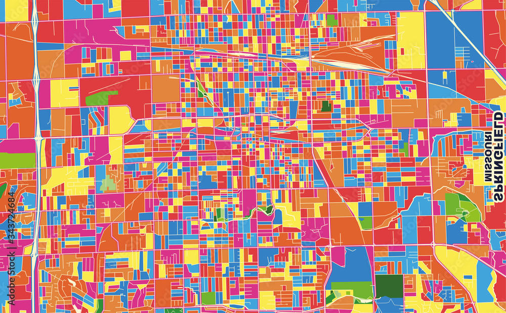 Fototapeta premium Springfield, Missouri, USA, colorful vector map