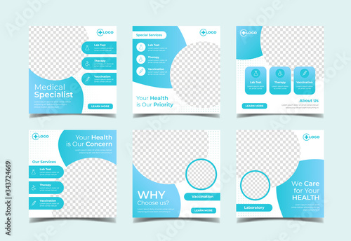 Medical healthcare square banner for social media post template