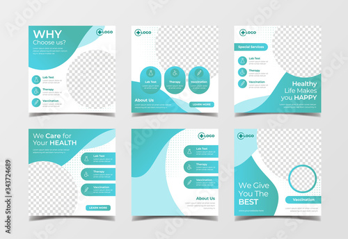 Medical healthcare banner for social media post template