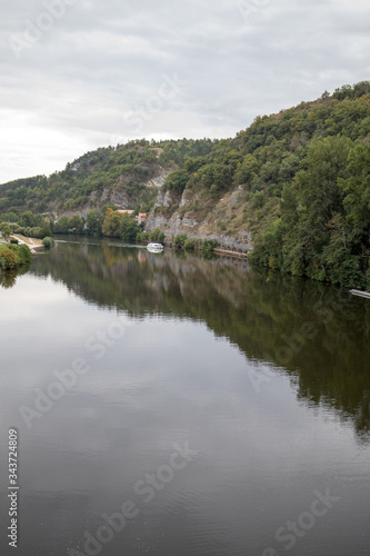 View of the Lot river valley in Cahors, France