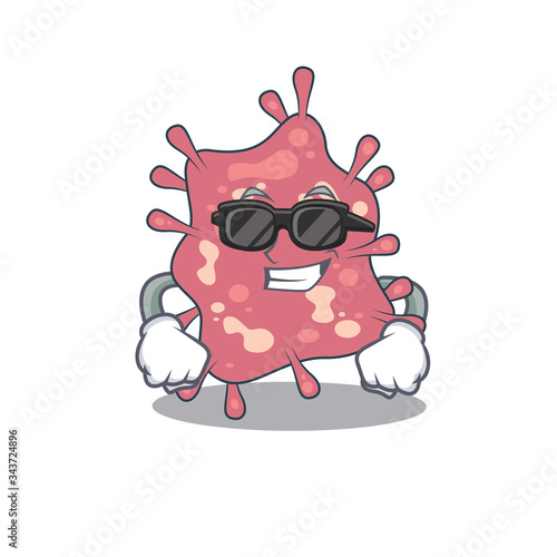 Cool haemophilus ducreyi cartoon character wearing expensive black glasses