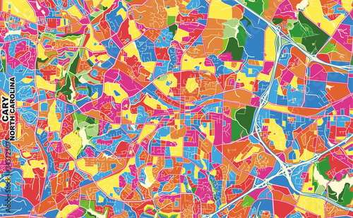 Cary, North Carolina, USA, colorful vector map