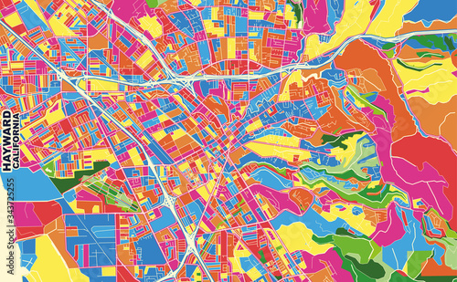 Hayward, California, USA, colorful vector map