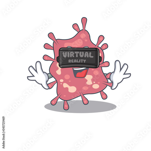 Cartoon design style of haemophilus ducreyi with modern Virtual Reality headset