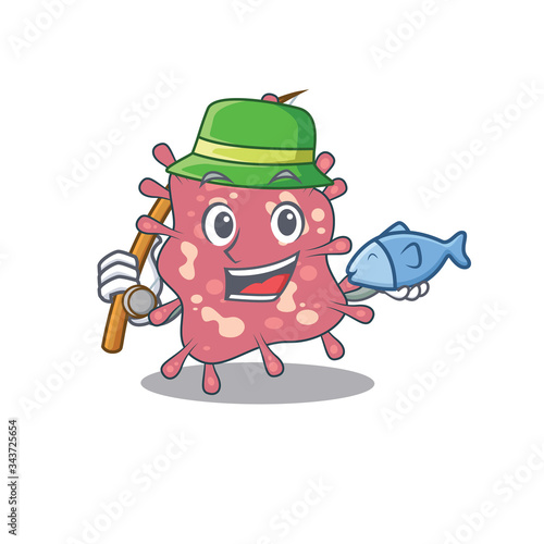 Cartoon design concept of haemophilus ducreyi while fishing